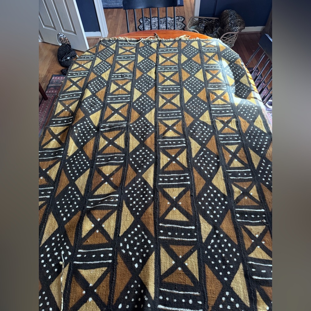 Authentic African Mali Mudcloth Tapestry Throw Blanket Vintage Bògòlanfini